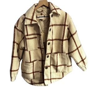 NWT XS cream/tan/brown fleece shirt jacket shacket